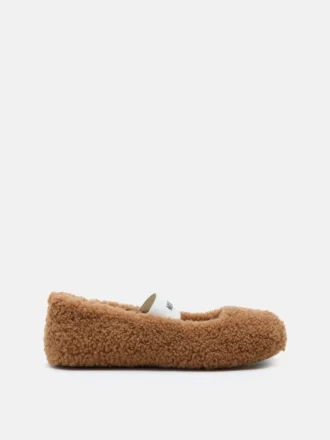 Brune ballerinasko i shearling