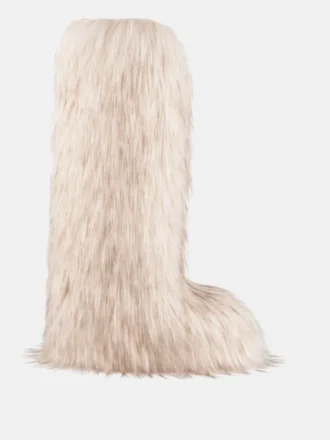 Jacquemus + Moon Boot Icon Yeti høye hvite støvler i imitert pels