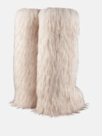 Jacquemus + Moon Boot Icon Yeti høye hvite støvler i imitert pels