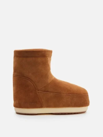 Lace-frie støvler i tan-farget semsket skinn