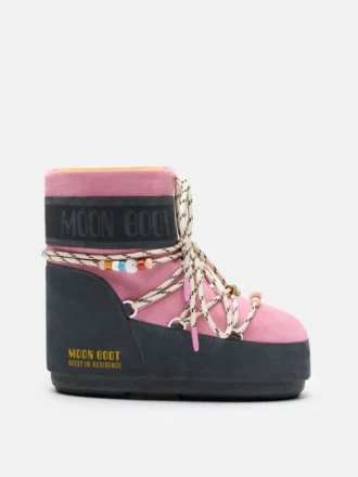 Moon Boot X Guest in Residence Icon Low grå og rosa suede støvler med perler