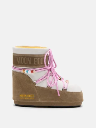 Moon Boot X Guest in Residence Icon Low honning- og hvit sandfarget suede ankelstøvletter med perler